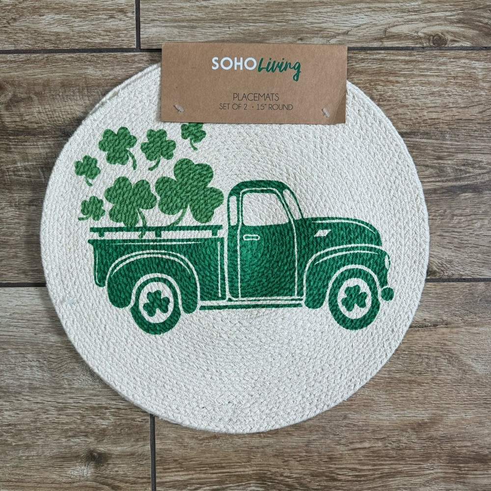 SoHo Living St. Patrick's Day Placemats set of 2 Farmhouse Green Table Decor